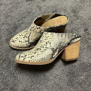 Snake Print Heeled Mule